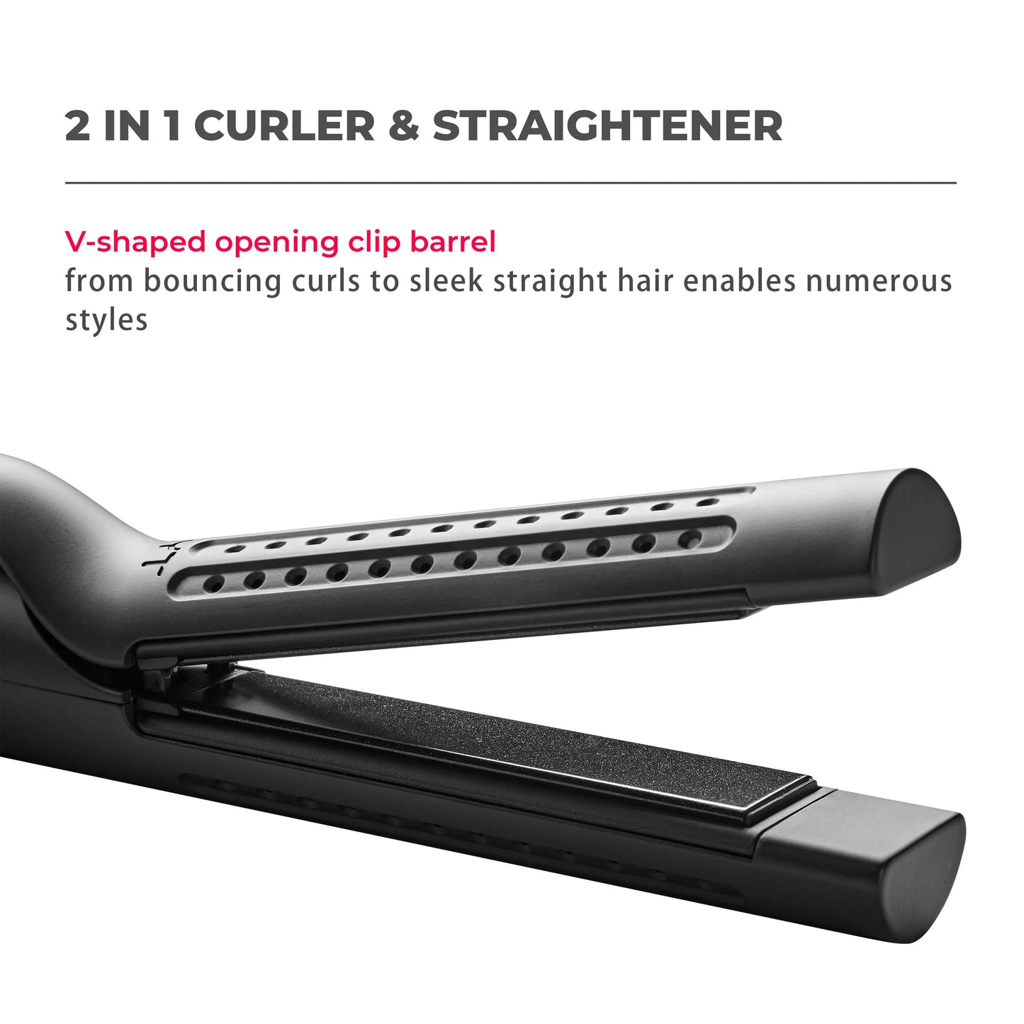 TYMO AIRFLOW 2-In-1 Hair Straightener & Curler - 360° Cooling Air Curler with Tourmaline Coating, Negative Ion Tech, 5 Temp Settings