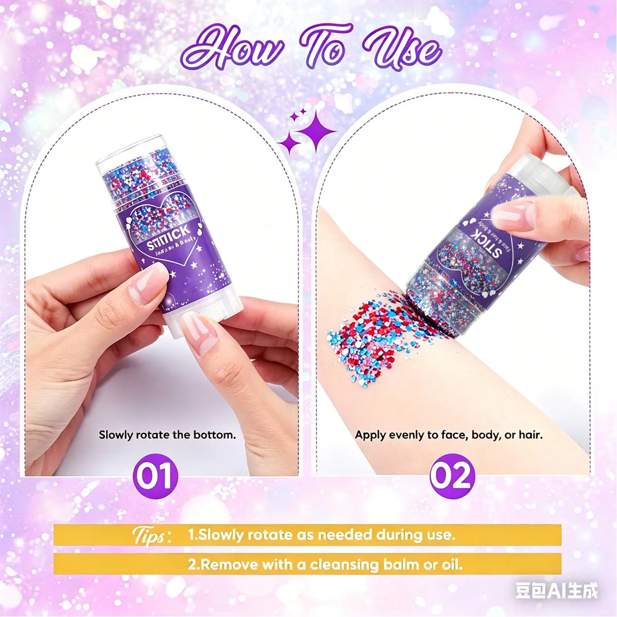 Sparkle this 4th of July with our Red, White & Blue Glitter Stick!