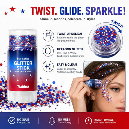 Sparkle this 4th of July with our Red, White & Blue Glitter Stick!