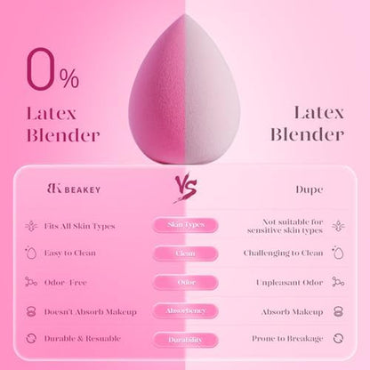 Super Soft Makeup Sponge Set of 6, Makeup Sponges for Foundation, Liquid, Cream and Powder, Pink Beauty Sponge for Blending, 0 Latex Blender